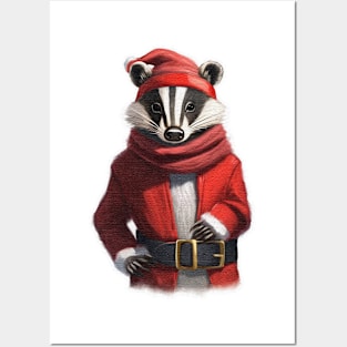 Santa Badger Posters and Art